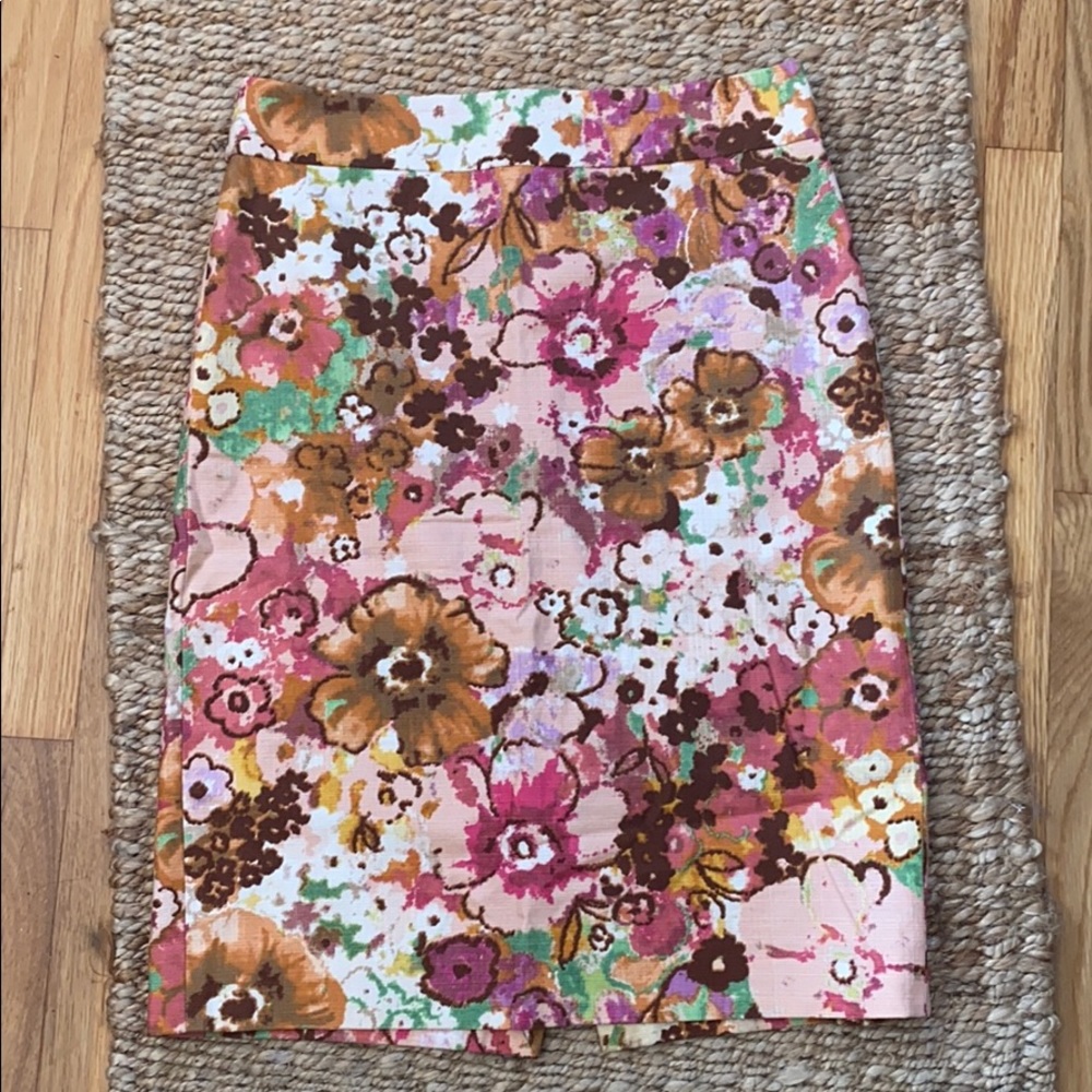 J.Crew Watercolor Floral Pastiche Pencil Skirt